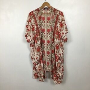 ANGIE Floral Kimono Duster Boho Cottage Core POOL TO PARTY OS